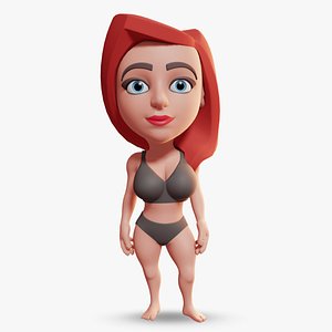 Woman stylized character base mesh model