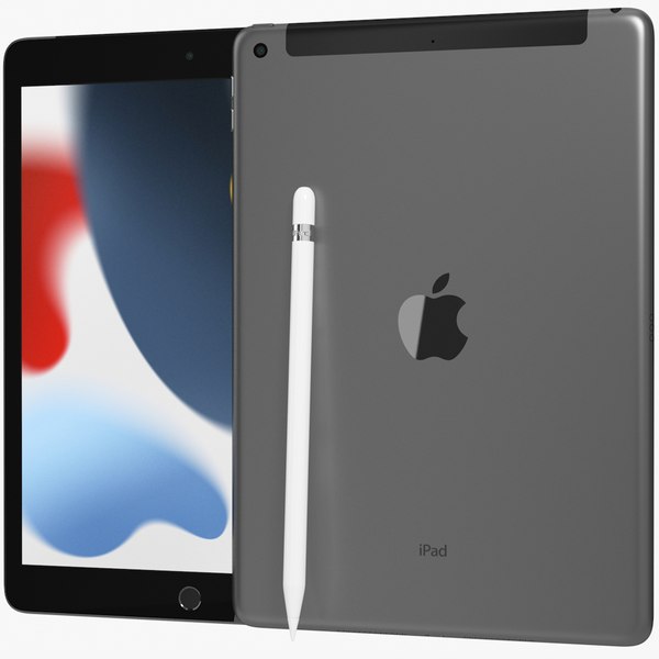 modelo 3d Apple iPad Pro 10 2 2021 WiFi y celular de novena generación con  gris lápiz - TurboSquid 1791634