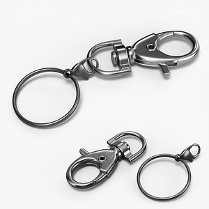 Accessory Metal Keychain Swivel Carabiner Silver 3D model