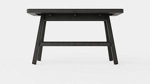 3D model Rectangular bench in meranti wood with a seat in rattan