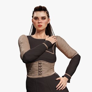 Medieval-Inspired Stylized Female Character viking Fantasy Medieval 3D model