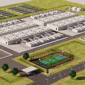 3D Huge Google Data Center Area