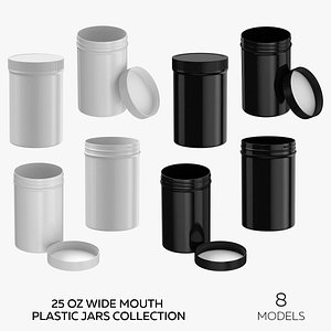 3D model 25 oz Wide Mouth Plastic Jars Collection - 8 models