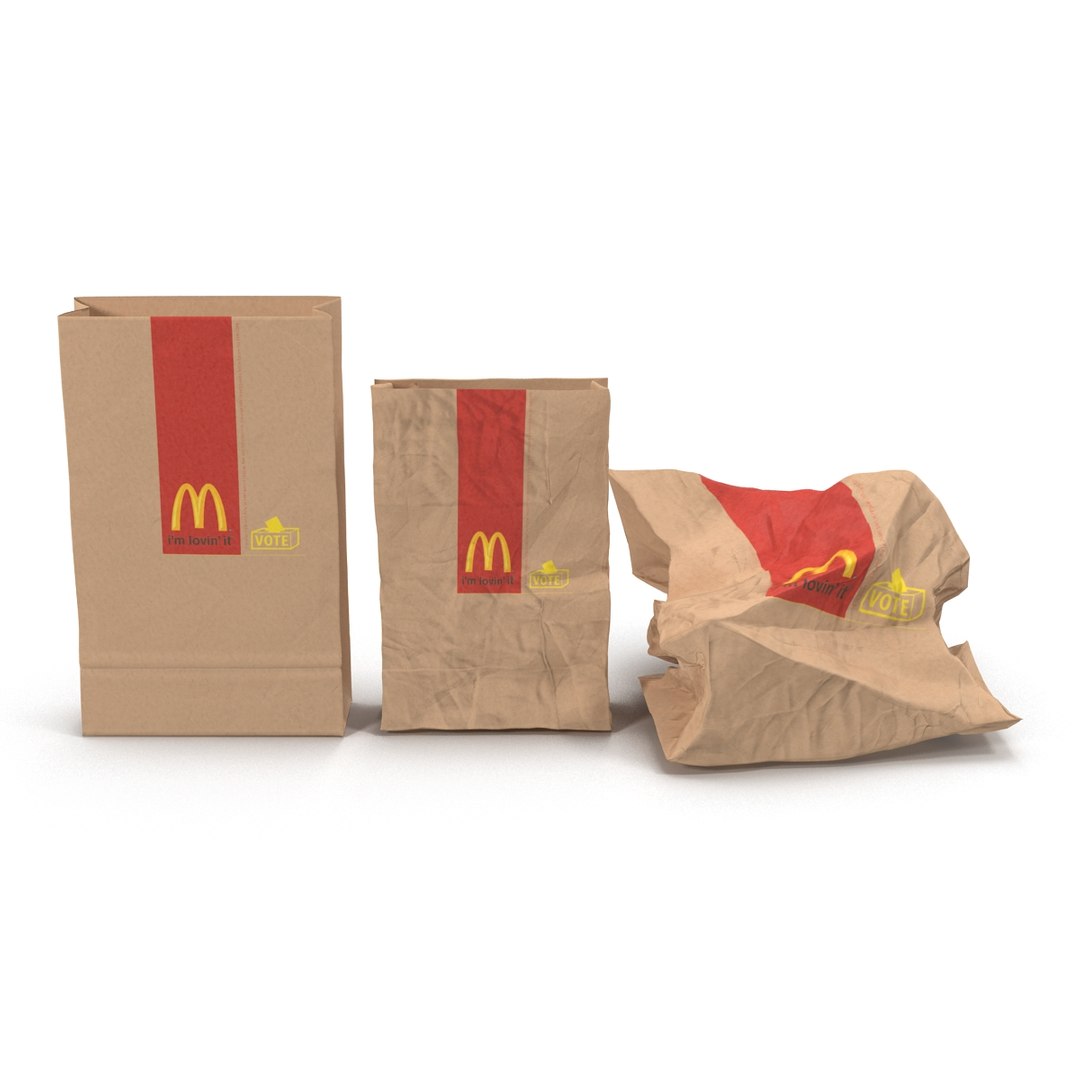 fast food paper bags 3d max