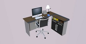 3D model office desk modeled