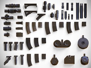 Weapon Customization Pack - 50 Attachments - Sights – Magazines – Foregrips – Side Rail - Barrel -