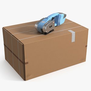 Cordless Welding Strap Tool on Cardboard Box