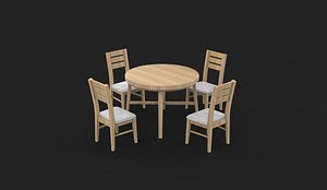 3D Round table and chairs 3D model