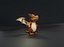 Dragón marrón de dibujos animados aparejado Low-poly modelo 3d
