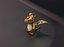 Dragón marrón de dibujos animados aparejado Low-poly modelo 3d