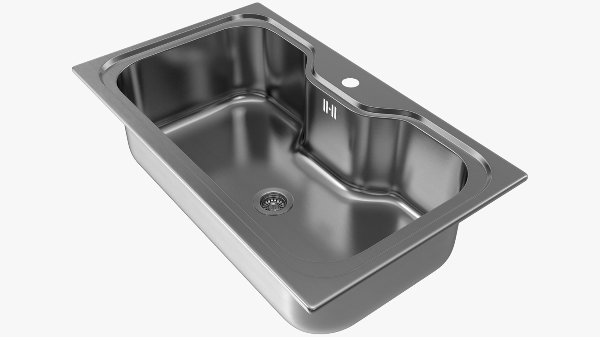 Wide Single Bowl Stainless Steel Inset Sink 3D model preview
