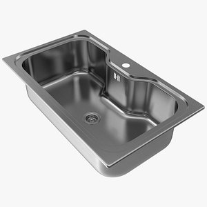 Wide Single Bowl Stainless Steel Inset Sink 3D model