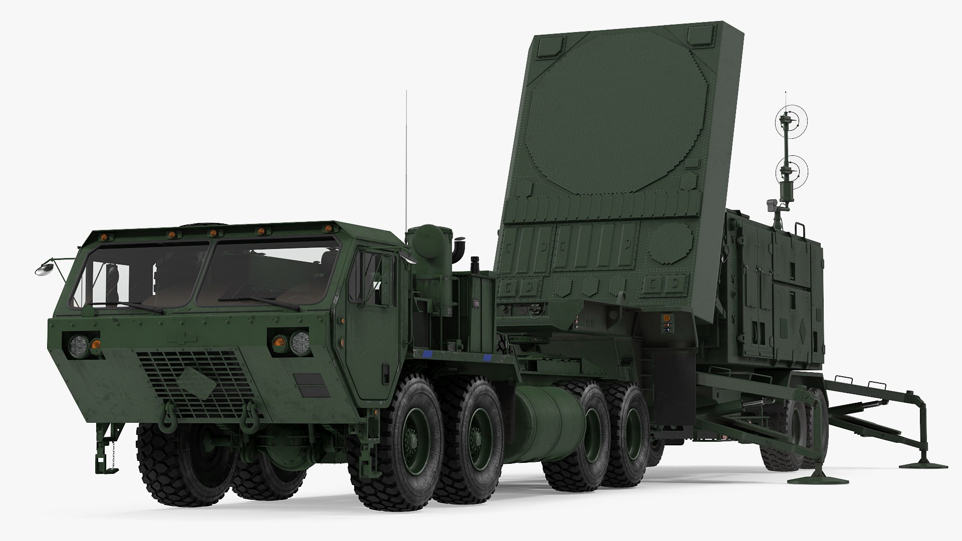 HEMTT M985 with Patriot AN MPQ53 Radar Green 3D model preview