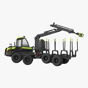 3D model Forwarder Forestry Vehicle Rigged for Cinema 4D