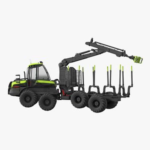 Forwarder Forestry Vehicle Rigged for Cinema 4D