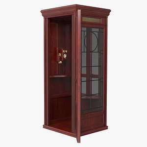 Wooden Phone Booth with Mounted Telephone