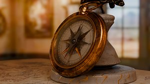 Steampunk Brass Pocket Compass Detailed PBR 3D Model 3D model 3D model