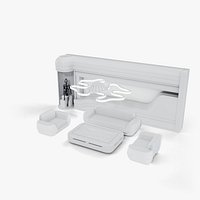 Arog Living Room Set - Futuristic Sofa Armchairs and TV Wall