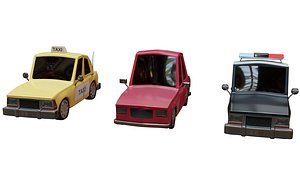 3D cars toon police taxi model
