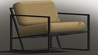 Minimalist Industrial Armchair Metal Frame Modern Chair 3D Model