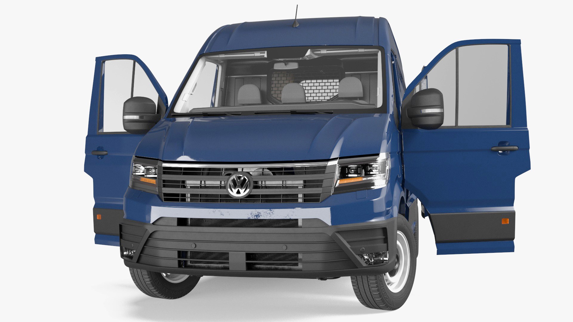 Volkswagen Crafter Van 2024 Blue Color Rigged 3D model preview
