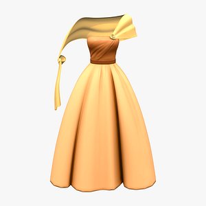 1950s Retro Princess Dress With Shawl 3D