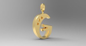G Letter Pendant Gold 3D