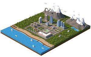 3D model Low Poly Mini city