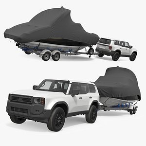 Motorboat Trailer Kit with SUV Tow and Cover 3D model