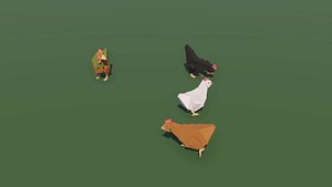 3D Chickens and Ducks - Animated 3D LOW POLY