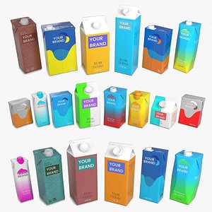 3D model Beverage Carton Complete Collection - Customizable Pack