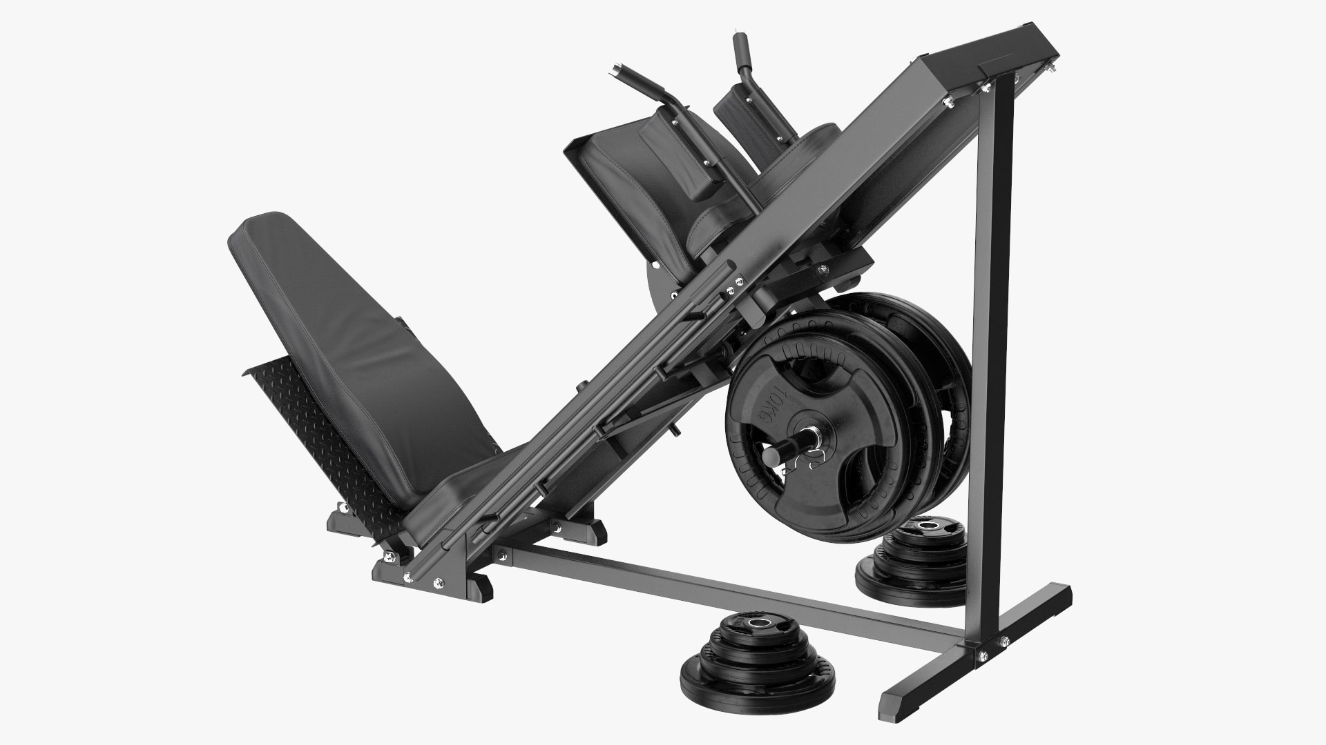 Leg Press and Hack Squat Machine with Plates Set 3D model preview