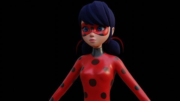 3D model Miraculous LadyBug Swim Suit Animated Rigged VR / AR / low-poly