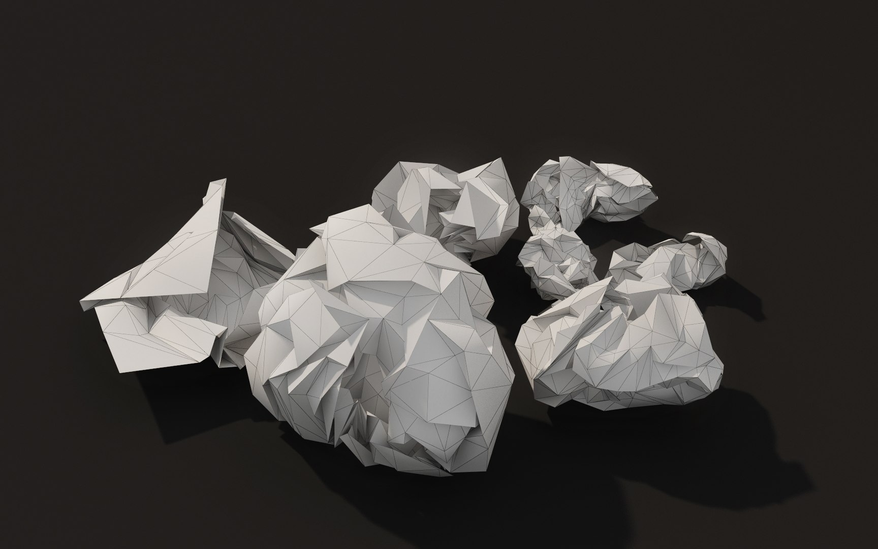 3d Crumled Paper Low-poly