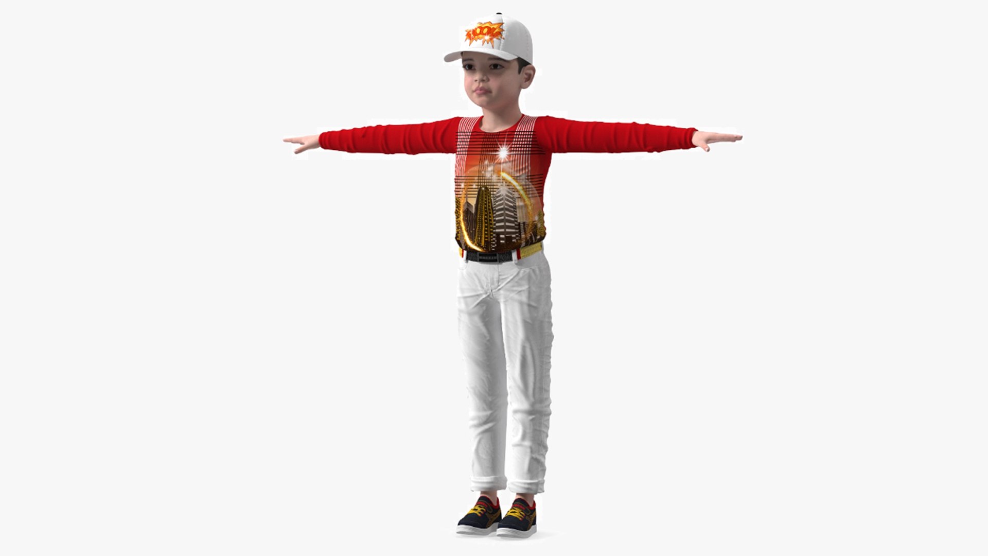 Asian Child Boy Street Style Rigged for Modo 3D model preview