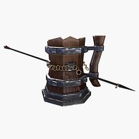 Stylized Viking beer mug was penetrated by arrow GameReady Low-poly 3D model