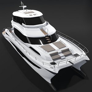 3D Aquila 70 Luxury Power Catamaran 3D model