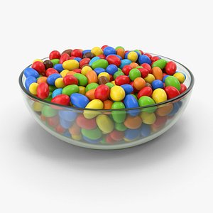 Chocolate Sweets In Glass Bowl 3D model