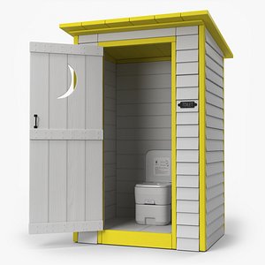 Rustic Toilet Hut with Camping Toilet 3D model