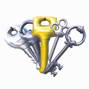 3D Key shaped ballons bundle model