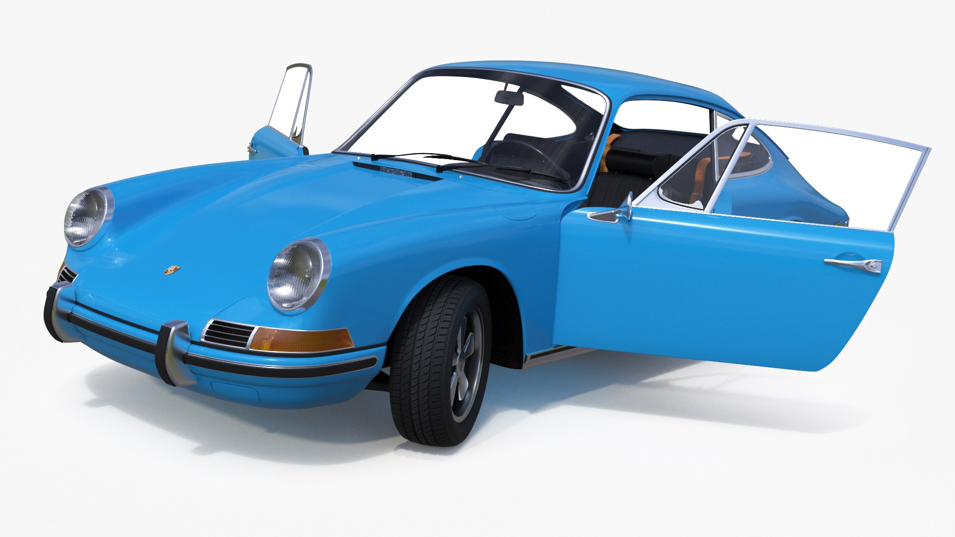 Porsche 911 1968 Blue Rigged for Maya 3D model preview