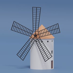 3D Cartoon Spanish Windmill