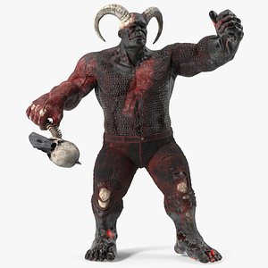 Demon Character with Hellish Hatchet Rigged