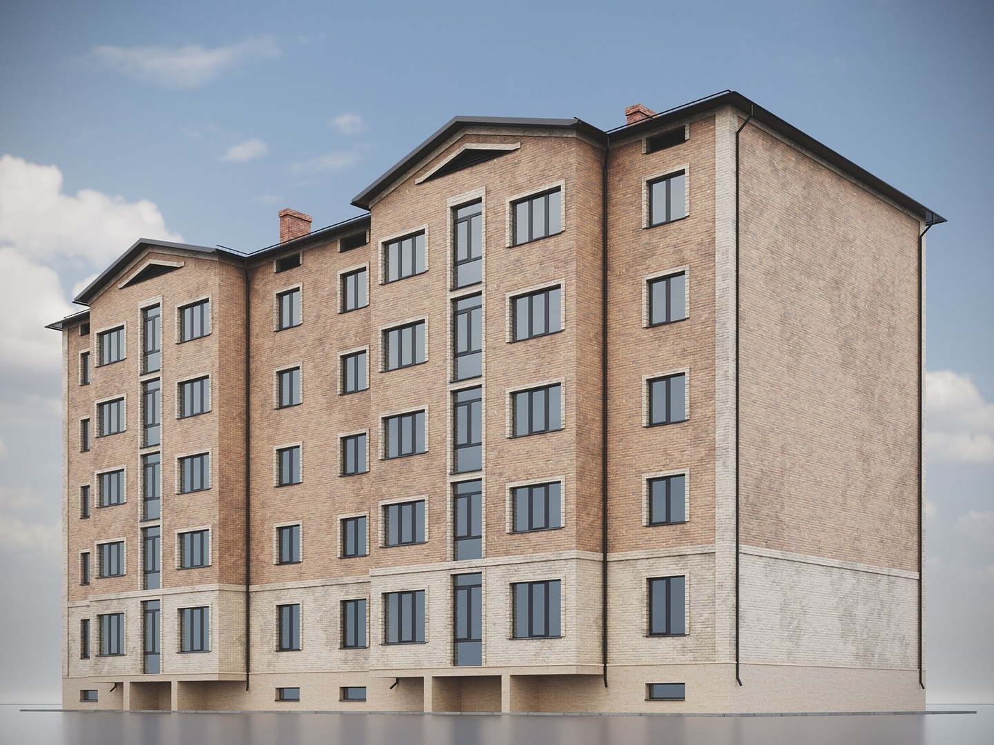 Brick Residential Building 011 3D Model - TurboSquid 2153811