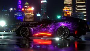 Avax Cyberpunk car 5k polygons TWO 4K textures included