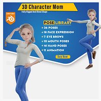 Pixar-Style Mother character rigged