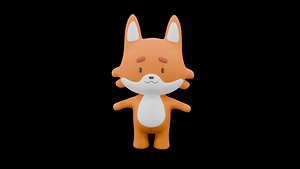 Cute Cartoon Fox Character 3D model
