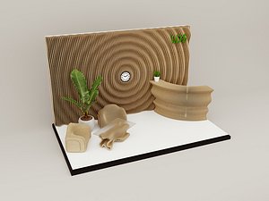 Parametric wood furniture office set - reception