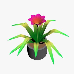 3D Low Poly Purple Flower