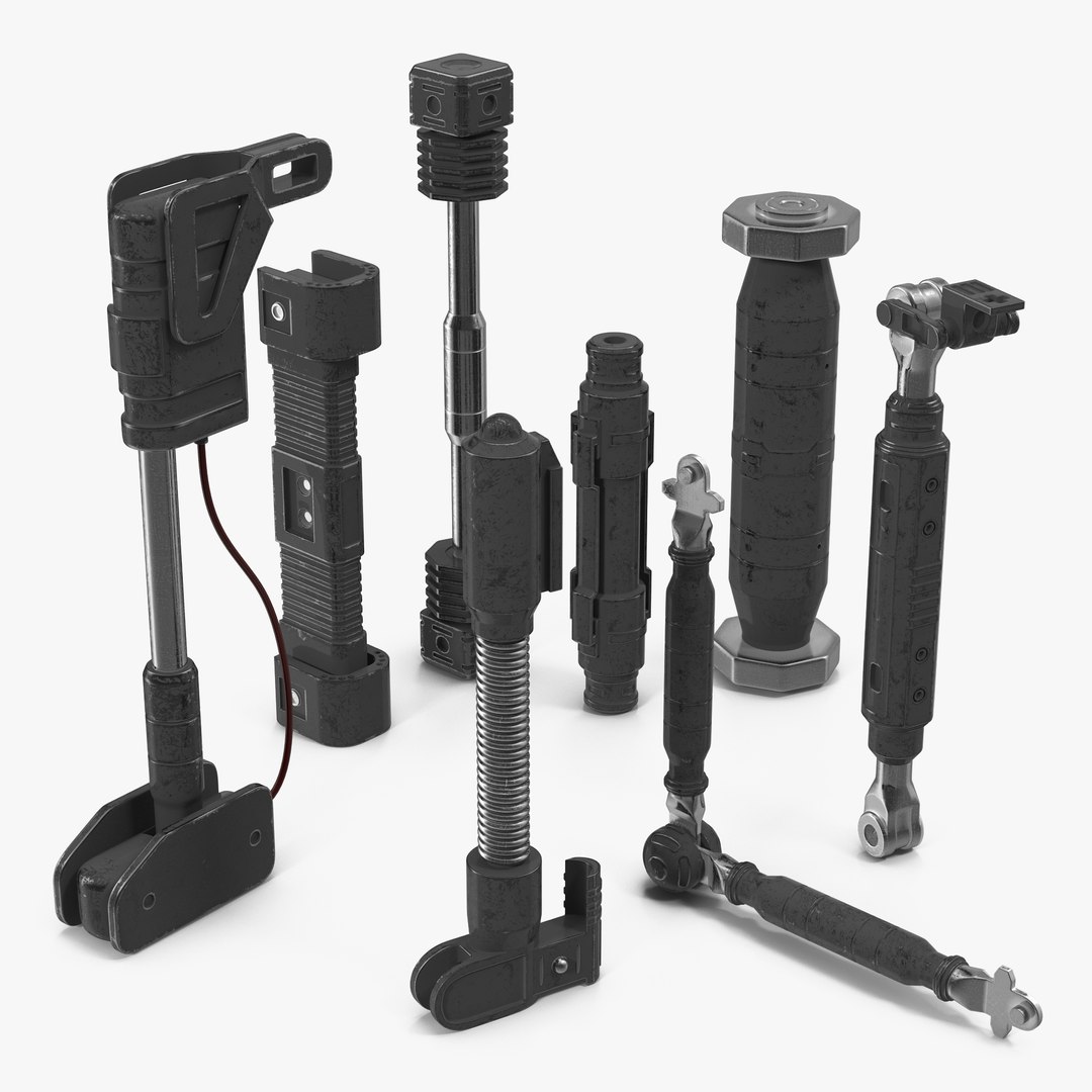 Ram Sci-Fi Hydraulic Cylinders 3D Models Set 3D model preview